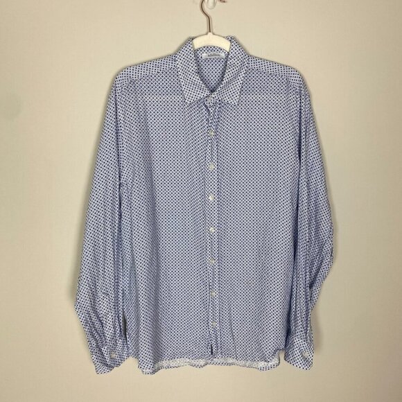 Idillio Positano Linen Button Up Long Sleeve Dress Shirt Mens Medium Blue - Picture 1 of 8